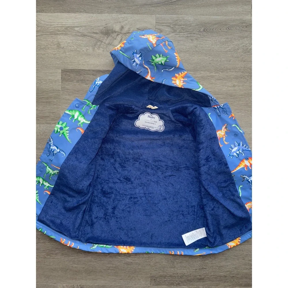 Hatley Pottery Barn Kids Blue Dinosaur Print Raincoat, Size 6